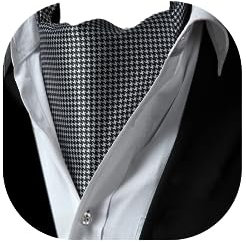 HISDERN Krawattenschal Schwarz-Weiss Herren Hochzeit Ascot Krawatte Gepunktete Elegant Business Halstuch