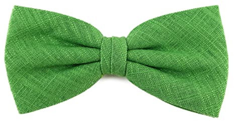 TigerTie Papillon in tinta unita, fiocco prelegato, 100% lino + scatola portaoggetti, verde erba, Taglia unica