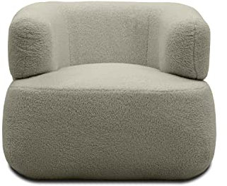 DOMO. collection Sessel Molina, moderner Polstersessel aus Teddy-Stoff mit Armlehnen und runden Ecken, Einzelsessel, Garnitur 90 x 86 x 71 cm (BxTxH), taupe