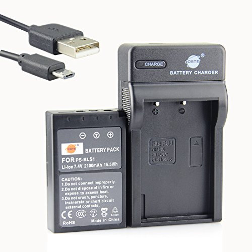 DSTE BLS-1 Batterie Li-ION et Chargeur Micro USB Compatible avec Olympus PS-BLS1 BLS-5 BLS5 PS-BLS5 E-400 E-600 E-620 E-P1 E-P2 E-P3 E-PL1 E-PL3 E-PM1 caméra