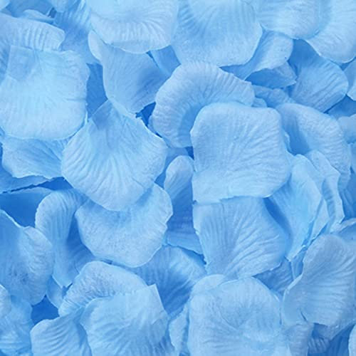 Haobase Lot de 2 000 pétales de rose artificiels pour Saint-Valentin, demande en mariage, décoration de table (bleu clair)