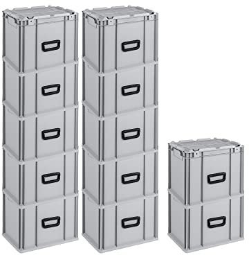 PROREGAL SuperSparSet 12x Eurobox NextGen Portable | HxBxT 33,5x30x40cm | 30 Liter | Eurobehälter, Transportbox, Transportbehälter, Stapelbehälter