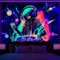 OSVINO Schwarzlicht Außerirdischer Wandteppich 180X230CM Tapisserie UV-reaktiv Außerirdischer DJing mit Kopfhörern Tapisserie Sonne Planet Poster Wandbehang für Schlafzimmer Wohnzimmer