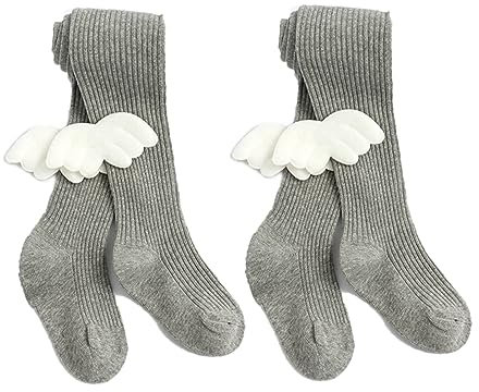 Collants Bébé Fille, 2/4 Pack Printemps Et Automne Collants Ailes D'Ange Tricotés Pour Filles Collants Pour Bébés Filles Collants Pour Leggings Pour Filles 0-6 Ans (Paquet de 2, Gris,1-2 Ans)