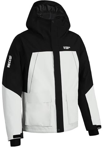 Pioneer Camp Herren Wasserdicht Skijacke Winddicht Snowboardjacke Warm Outdoor Winterjacke mit Kapuze Schwarz und Weiß M