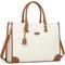 IGOLUMON Handtasche Damen Canvas Laptoptasche 15,6 Zoll Shopper Damen Groß Laptop Tote Bag Damen Arbeitstasche Notebooktasche Bürotasche für Büro Schule Reisen,Braun