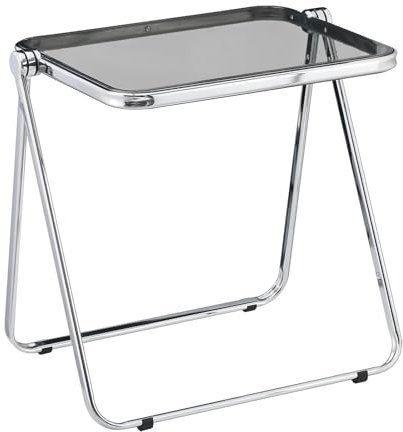 KAIHAOWIN Folding TV Tray Table Clear Acrylic Foldable Table No Assembly Required Tiny Desk for Home Office Side Table Small Computer Desk for Small Spaces-Gray