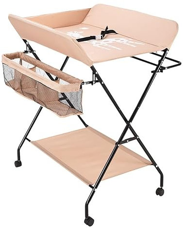 Wickeltisch Baby Wickelregal Babymöbel Kommode Wickelkommode mit Sicherheitsgurt Wickeltisch Klappbar Mit Rollen Hhenverstellbar