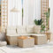 ULUYYUC 5-TLG. Garten-Sofagarnitur, Schlafsofa Polsterbank Gartenmöbel Set Hocker Geeignet für Hinterhof Außenbereich Garten Balkon mit Kissen Beige Poly Rattan