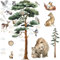 HUBDECO - Wandtattoo Kinderzimmer - Wanddeko - Selbstklebende Folie - Fototapete - Wandsticker - Selbstklebende Tapete - für Mädchen und Jungen - Wald Bäume - 60x120cm