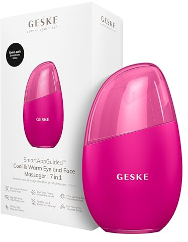 GESKE Cool & Warm Eye & Face Massager | 7 in 1 Massagegerät | SmartAppGuided™ | Massagegerät für Gesicht & Augen | Batterielose Wärme Kühltechnologie | Gegen Augenringe & Tränensäcke