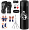 Sacco Da Boxe Sospeso e Non Riempito, 120 cm Pesante per Adulti e Bambini - Set Con Fasce per Le Mani, Ganci - Per MMA, Muay Thai, Karate, Taekwondo