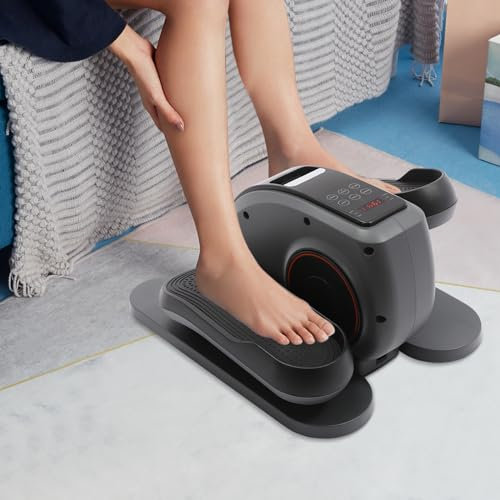 Under Schreibtisch Ellipsentrainer, 10 Gänge Einstellbare Geschwindigkeiten, LCD Bildschirm, Sitzende Pedal Exerciser zur Beine Erholung für Jugendliche Senioren und Erwachsene mit Fernbedienung
