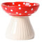 Raised Cat Bowl, Cute Mushroom Cat Water Bowl, Elevated Cat Food Bowl, Ceramic Cat Bowls for Food and Water, Wide Shallow Cat Food Dish, Whisker Fatigue(Red)