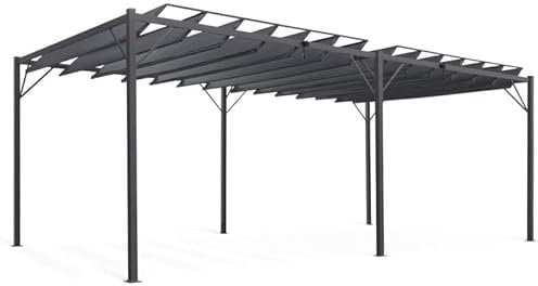 IDMarket – Pergola cuchillas orientables 3 x 6 m, color gris antracita
