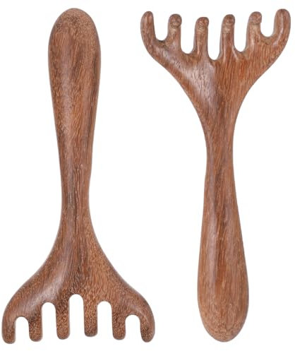 Masajeador de cuero cabelludo de madera, 2 unidades, peine masajeador de cabeza para relajación profunda y reducción del estrés, rascador de cabeza portátil, peine de madera de cuero cabelludo, masaje
