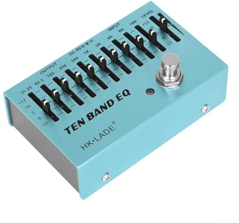 10 Band EQ Pedal Equalizer für Gitarre und Bass mit True Bypass, 31 25Hz bis 16kHz Frequenzbereich für präzise Klangregelung und Lautstärkeregelung