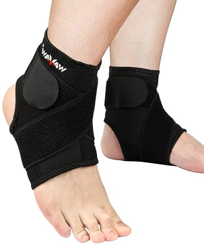 FitDA Sprunggelenkbandage 2er Pack, Atmungsaktive Fußbandage & Stützend Knöchelschutz für Sport & Alltag, Einstellbare Einheitsgröße Knöchelbandage für Damen & Herren(Schwarz)