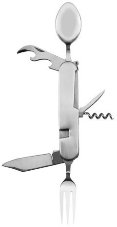 Picknick Taschenmesser/-gabel/-löffel/Korkenzieher im Stoffetui 35x40x115