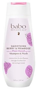 Babo Botanicals Smoothing Shampoo & Wash – Berry Primrose, 237 ml – Organic Nutri-SootheTM Komplex, formuliert mit natürlichen Inhaltsstoffen, sulfatfreies Shampoo für Glanz, Weichheit und Entwirrung