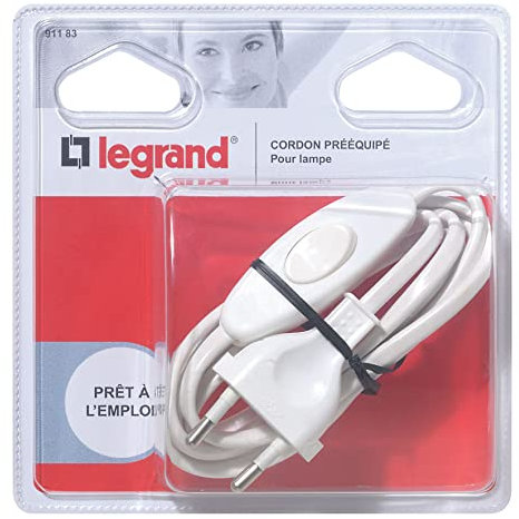 Legrand - Cordon avec interrupteur pour équipement de lampe - longueur 1,50m - blanc