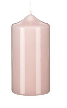 Kerzen, gelackte Stumpen Kerzen Taupe Rose Klarlack 120 x 60 mm, 4 Stück in Klarsichtfolie als Geschenk verpackt