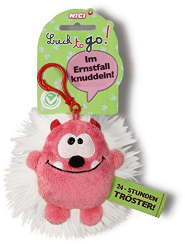 Nici Schluesselanhaenger Monster \Im Ernstfall knuddeln\ weiss - rosa , 37166