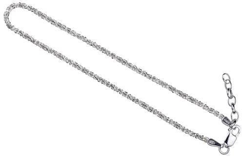 SILBERMOOS Damen Armband Criss-Cross diamantiert 1,4 mm außergewöhnliches Geflecht 18 cm + Verlängerung Qualitätsarmband aus Italien 925 Sterling Silber