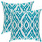 TreeWool Dekorativer Kissenbezug (45 x 45 cm, Türkis) Ogee Ikat Diamant Design 100% Baumwolle (2er Pack)