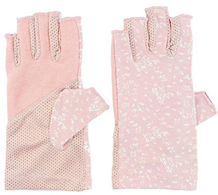 JURUAA damen sunblocker fingerlose handschuhe sommer fahren uv-schutz baumwollhandschuhe einheitsgröße rosa