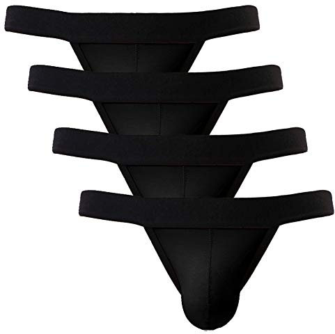 Summer Code Mens Cotton Briefs Sexy Bikini Ultra Soft Breathable Underwear, 4-pack Black, M