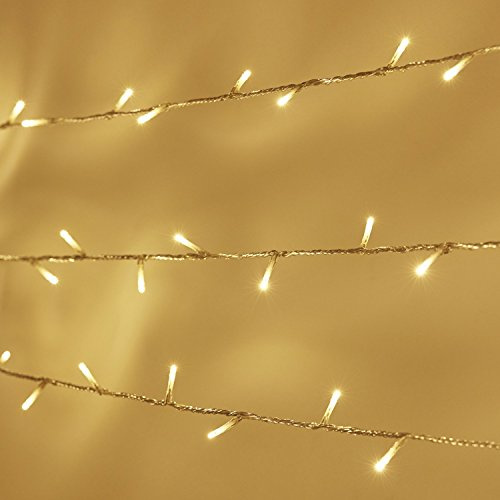 Lights4fun 100er LED warmweiße Lichterkette Essential Connect Serie transparentes Kabel batteriebetrieben koppelbar Innen & Außen