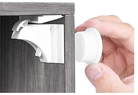Calish Child & Baby Safety Proof Magnetic Cupboard Locks (10 Locks + 2 Keys), No Screws or Drilling, Protect Your Kids & Toddlers, Bonus Instruction Video
