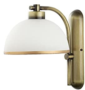 Licht-Erlebnisse Wandlampe Jugendstil in Messing antik Glas Schirm E27 klassisches Design Wandleuchte Flur Wohnzimmer