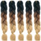 Jumbo Flechten Haarverlängerung Braids Extensions 5 Bündel Ombre Kunsthaar 3 Tone Synthetik Crochet Hair Box Braiding (Schwarz & Dunkelbraun & Hellbraun)