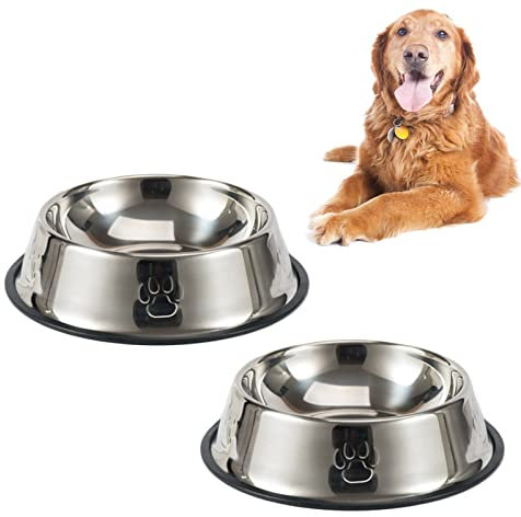 Fressnapf Hunde,Edelstahl Hundenapf,2 Stück Futternapf für Hunde, Hundenapf Metall Große 1000 ml mit Rutschfesten Gummi Haustier Trinknapf Hundenäpfe,Futternapf und Wassernapf für Hunde