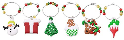BJ-SHOP Weihnachten Wein Glas Ring Weinglas Charms Ringe für Weihnachten Party Bar Tabelle Dekorationen 6 Stück
