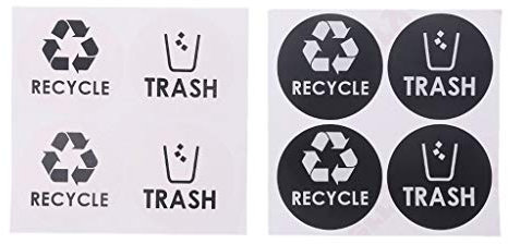SUCHUANGUANG Recyclage Poubelle Symbole Vinyle Lettrage décalcomanies Autocollant pour poubelles conteneur à ordures décor à la Maison Cadeau Recycler Poubelle Autocollants Noir + Blanc