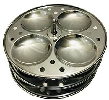 Best Idli Herdbereiter aus Edelstahl, 3 Racks, Idli Ständer, Idli Dampfstahlplatten, Idli Ständer, 3 Etagen, SS idali Ständer, ergibt 12, silberne Küchengeräte, Kochgeschirrutensilien, 17,8 cm