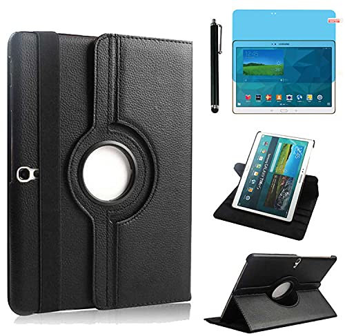 Custodia per Samsung Galaxy Tab S 10.5 pollici 2014 (SM-T800 SM-T805) - Rotazione di 360 gradi Custodia protettiva completa per supporto,Con Penna Stilo, Pellicola Per Schermo (Black)