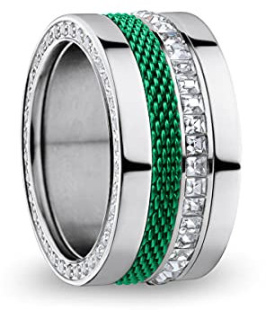 BERING Austauschbar Ringkombination für Damen in Silber & Grün mit einzigartigem Twist- & Change System, Ganges