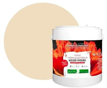 BOX DECO COULEURS Pintura natural ecológica interior exterior con aspecto satinado Natura – 2,5 l/33 m² [Clase energética A+], Beige Marfil