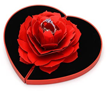 Scatola per anelli con rose 3D Scatola per anelli di San Valentino Scatola per anelli con rose pop-up Scatole per gioielli Scatola regalo Scatola per anelli per matrimonio Anello di fidanzamento