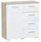 MATKAM Kommode Helena B80 x H84,5 x T35 cm, Sideboard mit 4 Schubladen und 1 Fächer mit Türen, ideal für Büro, Diele, Wohnzimmer, Jugend- oder Kinderzimmer (Sonoma Eiche – Front in weiß)