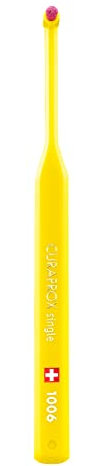 Curaprox Einzelbüschelzahnbürste – Präzise Zahnfleischrandreinigung | Sanfte Pflege Für Zahnspangen Und Implantate | Weiche Borsten, Einzelpackung | Gelb