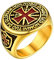 PROSTEEL Herren Ritter Ring 18k vergoldet Größe 54 Tempelritter Siegelring Statement Ring Modeschmuck Accessoire für Biker Rapper