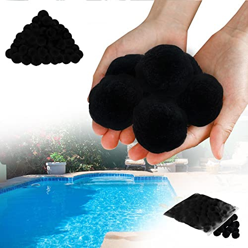 YARDIN 700g Filterbälle, Filter Balls für Pool Sandfilter, Umweltfreundlicher ersetzen für 25 kg Filtersand, für Pool Sandfilter Aquarium, Schwarz