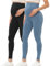 Buttergene Damen Umstandsleggings über dem Bauch Schwangerschaft Active Wear Workout Yoga Tights Hose, 2er-Pack, Schwarz/Dunkelblau