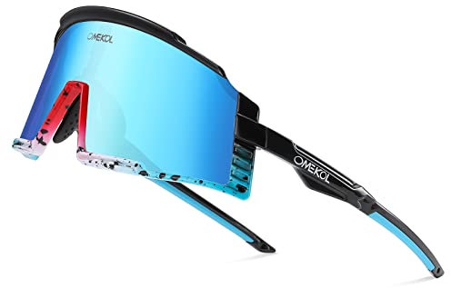 OMEKOL Sport-Sonnenbrille für Herren und Damen, zum Laufen, Radfahren, Mountainbike-Brille, MTB, Reiten, Fahrrad, Brille im Freien (F2)