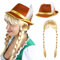 Damen Oktoberfest Bayerische Perücke und Hut Set - Braun & Gelb Bayerischer Hut und Blond Zopf Perücke - Erwachsene Oktoberfest Fasching Zubehör Set
